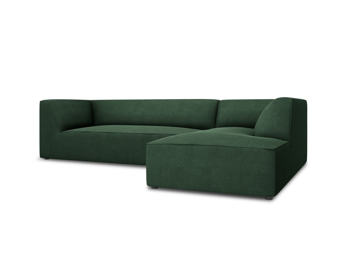 Modulares Ecksofa Siena in Light Grey-Ottawa mit Récamiere, Massivholzrahmen und schwarzen Kunststoffbeinen, 4-Sitzer, Breite 273 cm.
