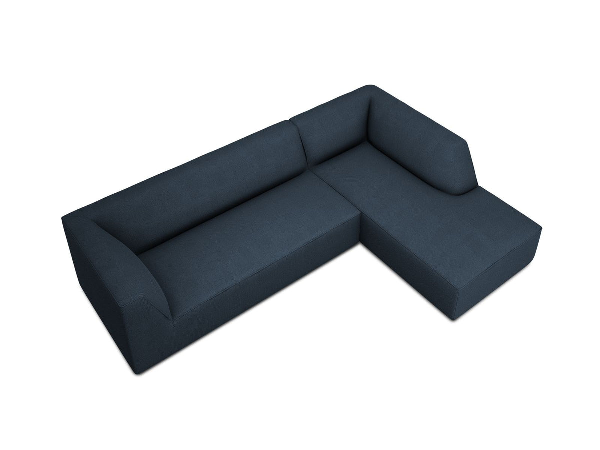 Modulares Ecksofa Siena in Light Grey-Ottawa mit Récamiere, Massivholzrahmen und schwarzen Kunststoffbeinen, 4-Sitzer, Breite 273 cm.