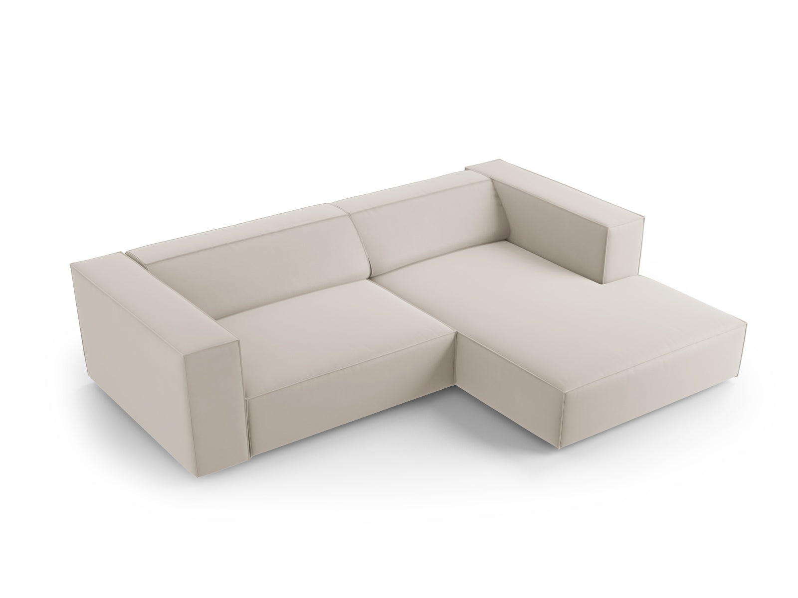 Erleben Sie das elegante Arendal Velour Ecksofa rechts 3 Sitzer von Cosmopolitan Design – perfekt für stilvolle Wohnräume und entspannte Stunden.