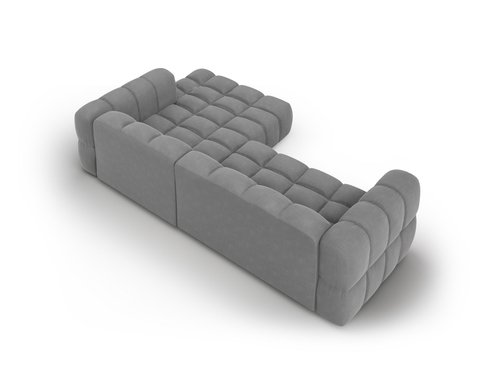 Modulares 4-Sitzer Ecksofa in sanftem Velours, rechte Ausführung, perfekt für moderne Wohnkonzepte von Cosmopolitan Design.