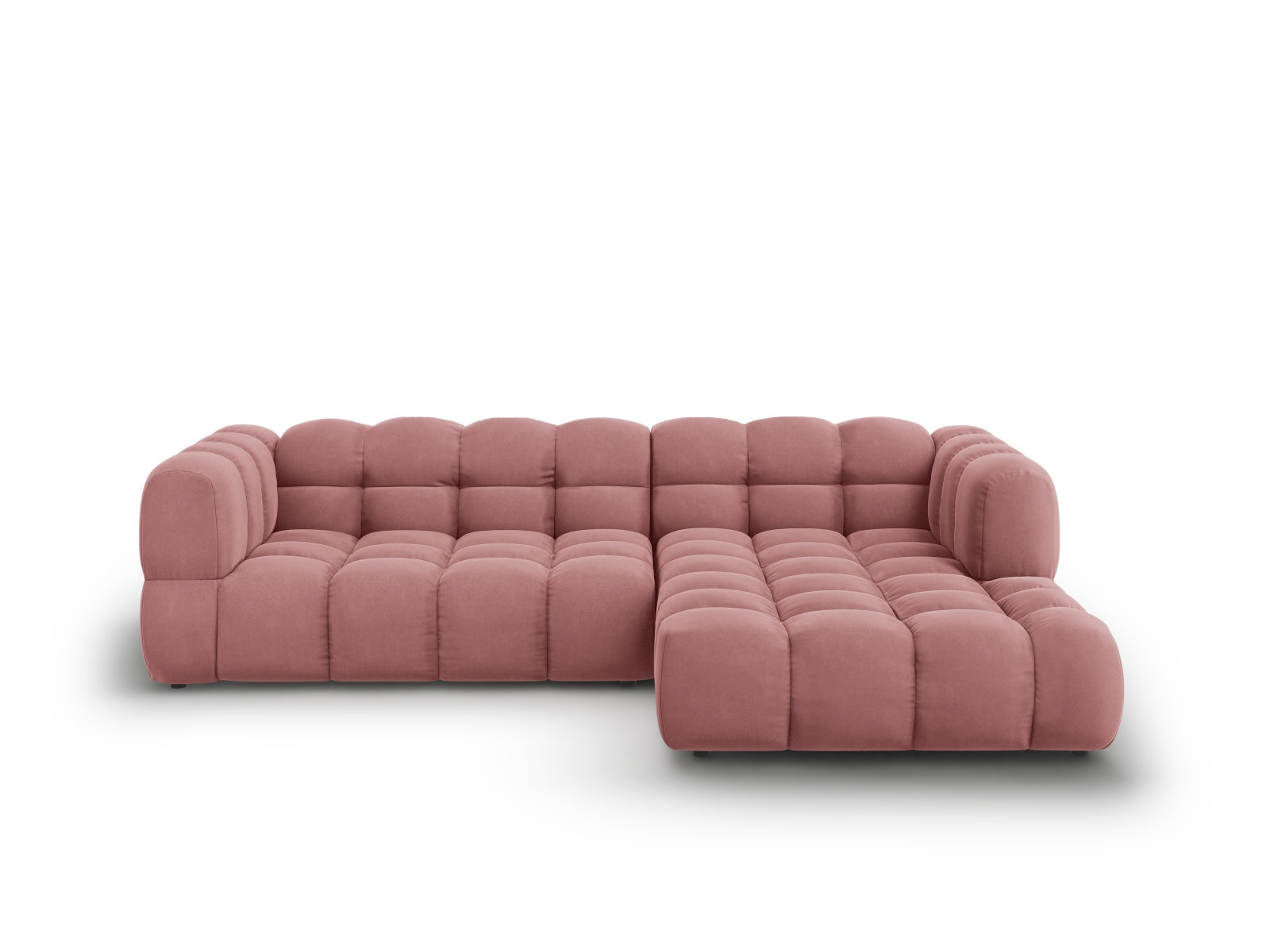Modulares Ecksofa Sky Velour in sanftem Flamingo-Casino, 4-Sitzer, perfekt für moderne Wohnkonzepte, erhältlich bei Cosmopolitan Design.