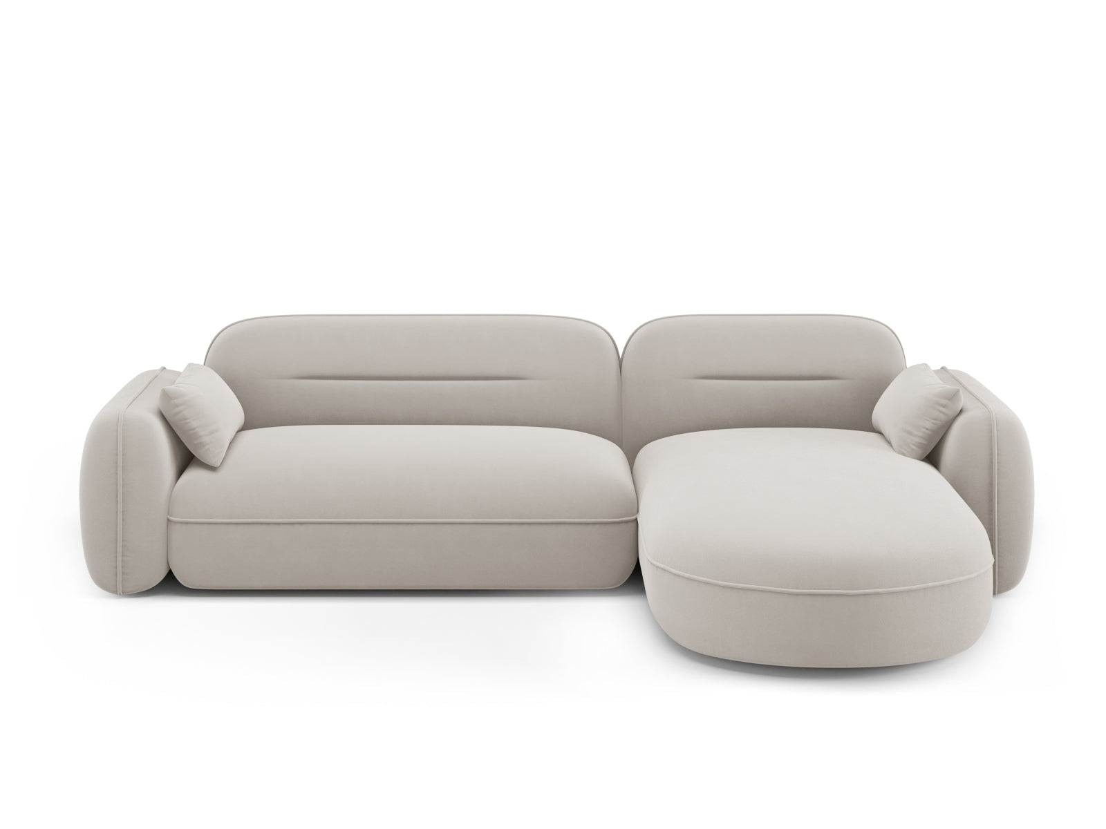 Sydney Velour Modular Ecksofa rechts 4 Sitzer in Light Beige präsentiert im Onlineshop von KAQTU Design AG. Ecksofa rechts ist von Cosmopolitan Design