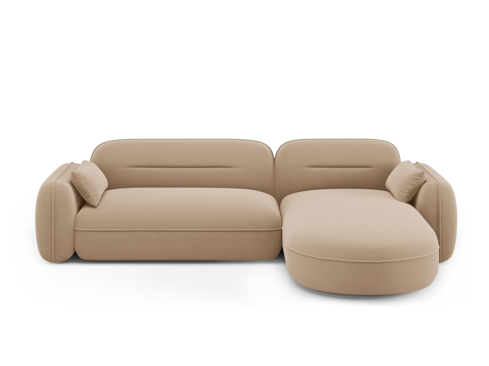 Elegantes Sydney Velour Ecksofa rechts, 4-Sitzer, vereint modernes Design mit hohem Komfort und passt perfekt in jedes stilvolle Zuhause.