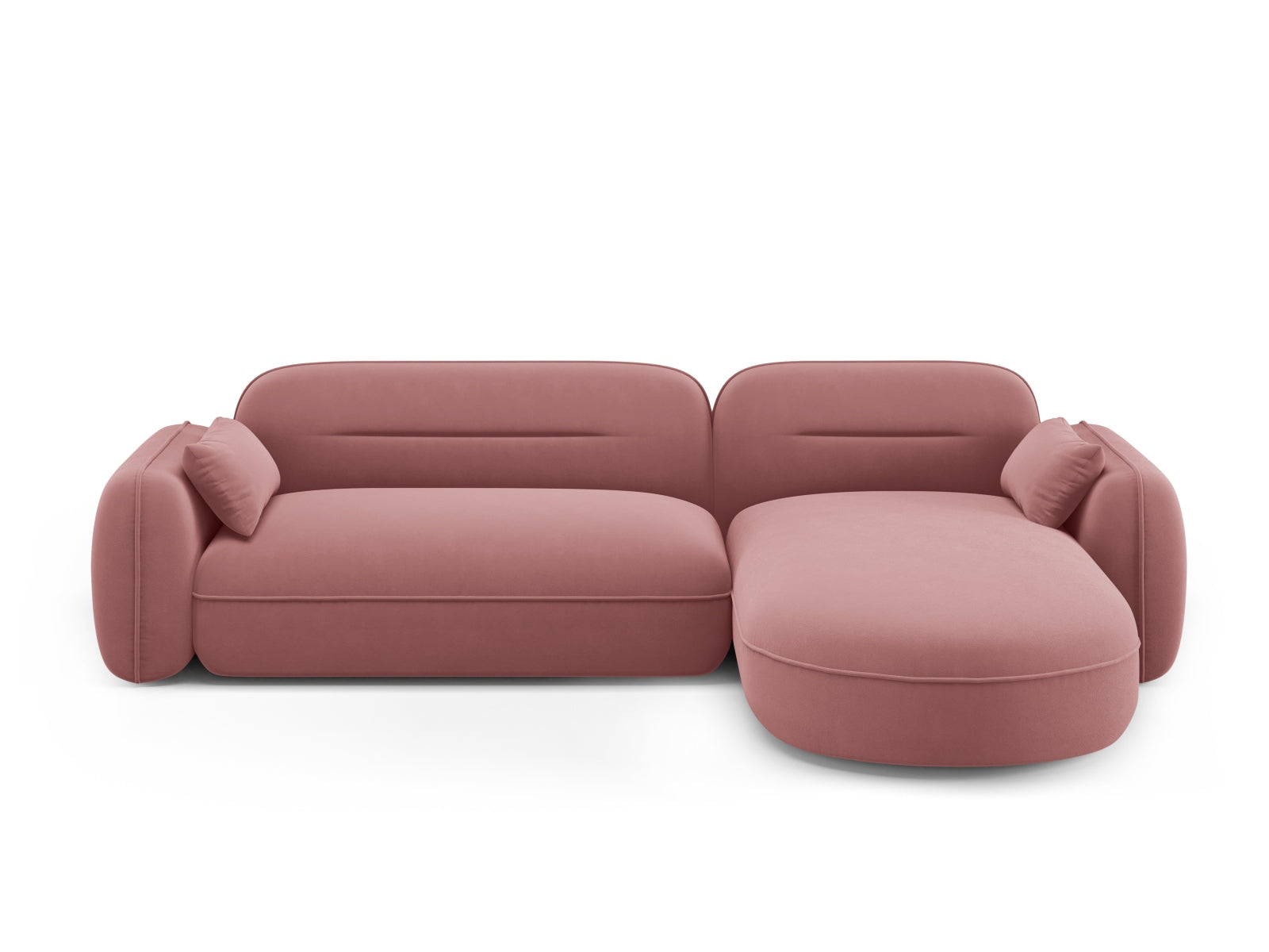 Elegantes, modulares Ecksofa Sydney in sanftem Flamingo-Ton, 4-Sitzer, perfekt für stilvolle und einladende Wohnbereiche.