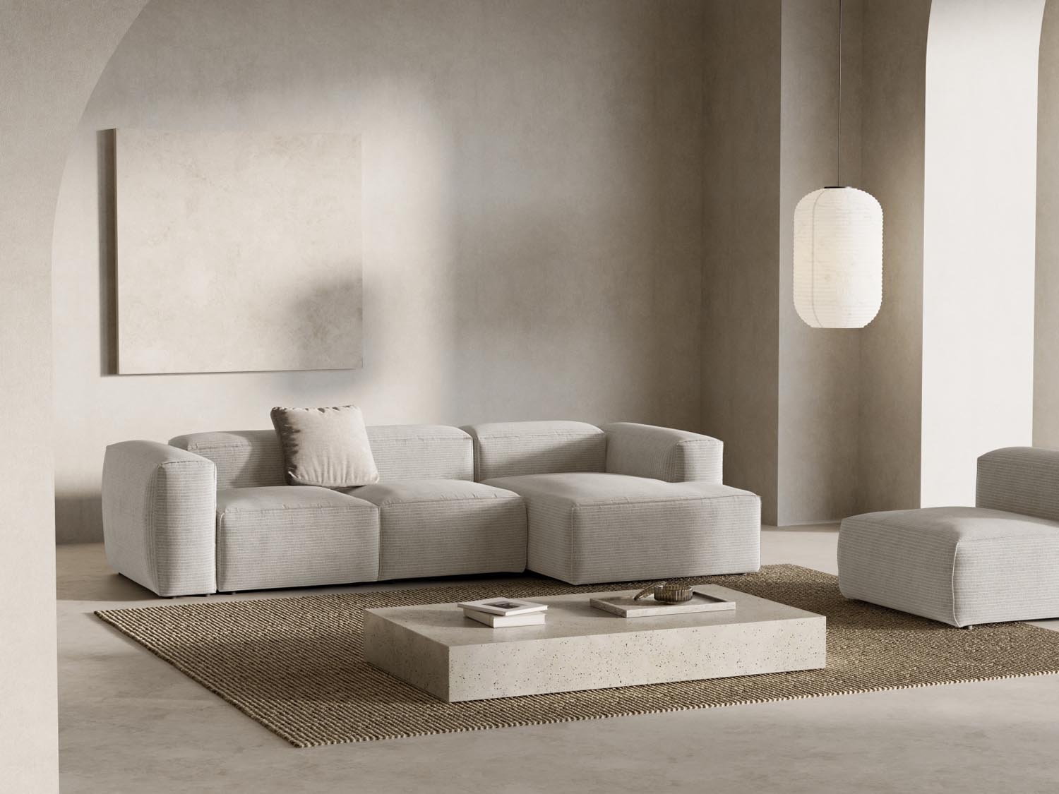 Bergamo Modular Ecksofa rechts 3 Sitzer in Ivory-Perla präsentiert im Onlineshop von KAQTU Design AG. Ecksofa rechts ist von Cosmopolitan Design