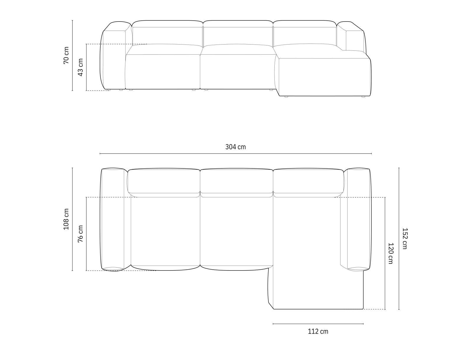 Bergamo Modular Ecksofa rechts 3 Sitzer in Navy Blue-Perla präsentiert im Onlineshop von KAQTU Design AG. Ecksofa rechts ist von Cosmopolitan Design