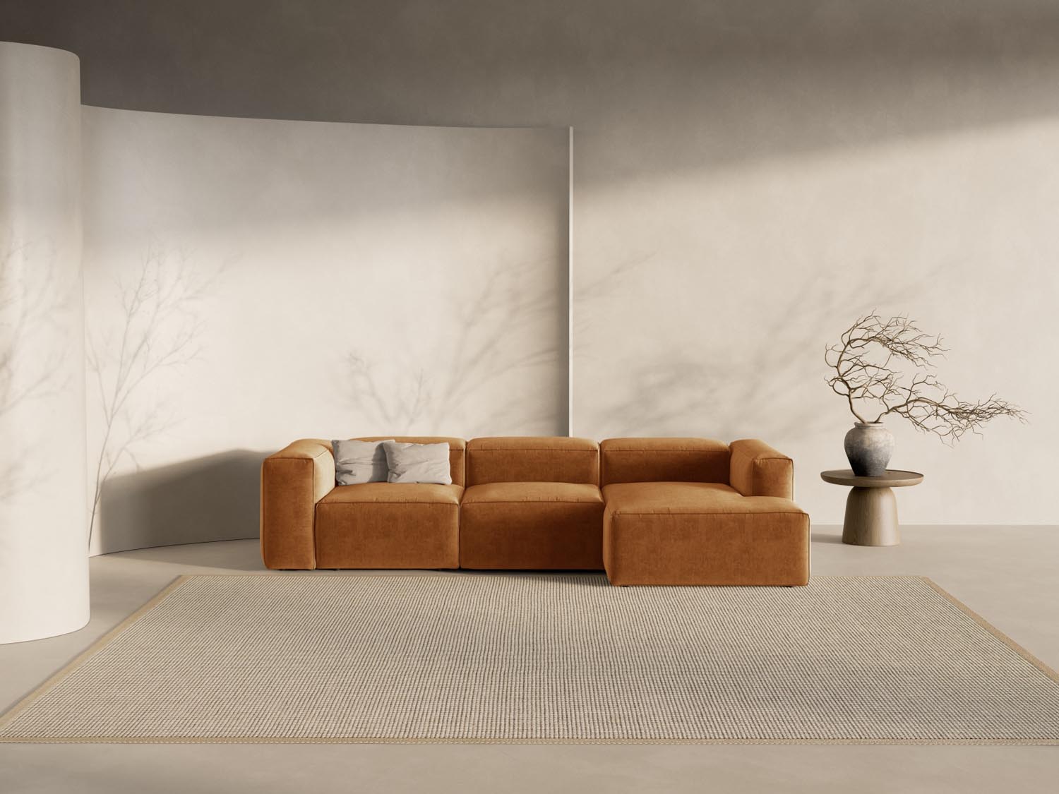 Bergamo Modular Ecksofa rechts 3 Sitzer in Brick-Liberty präsentiert im Onlineshop von KAQTU Design AG. Ecksofa rechts ist von Cosmopolitan Design