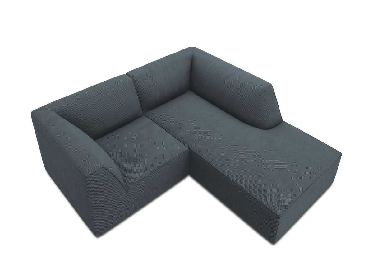 Modulares Ecksofa Siena rechts, 3-Sitzer in Light Beige-Scala Cordstoff, Massivholzrahmen, schwarze Kunststoffbeine, Sitzhöhe 40 cm.
