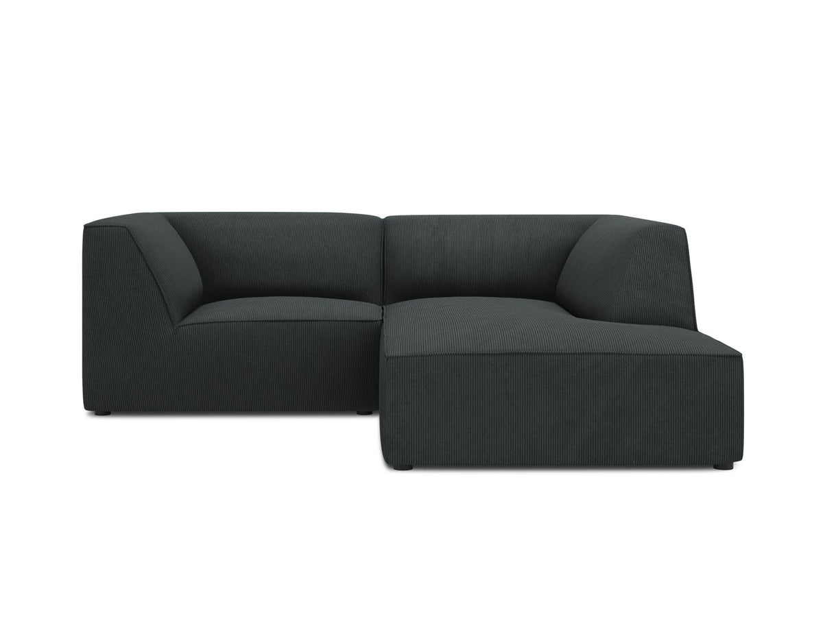 Modulares Ecksofa Siena rechts, 3-Sitzer in Light Beige-Scala Cordstoff, Massivholzrahmen, schwarze Kunststoffbeine, Sitzhöhe 40 cm.