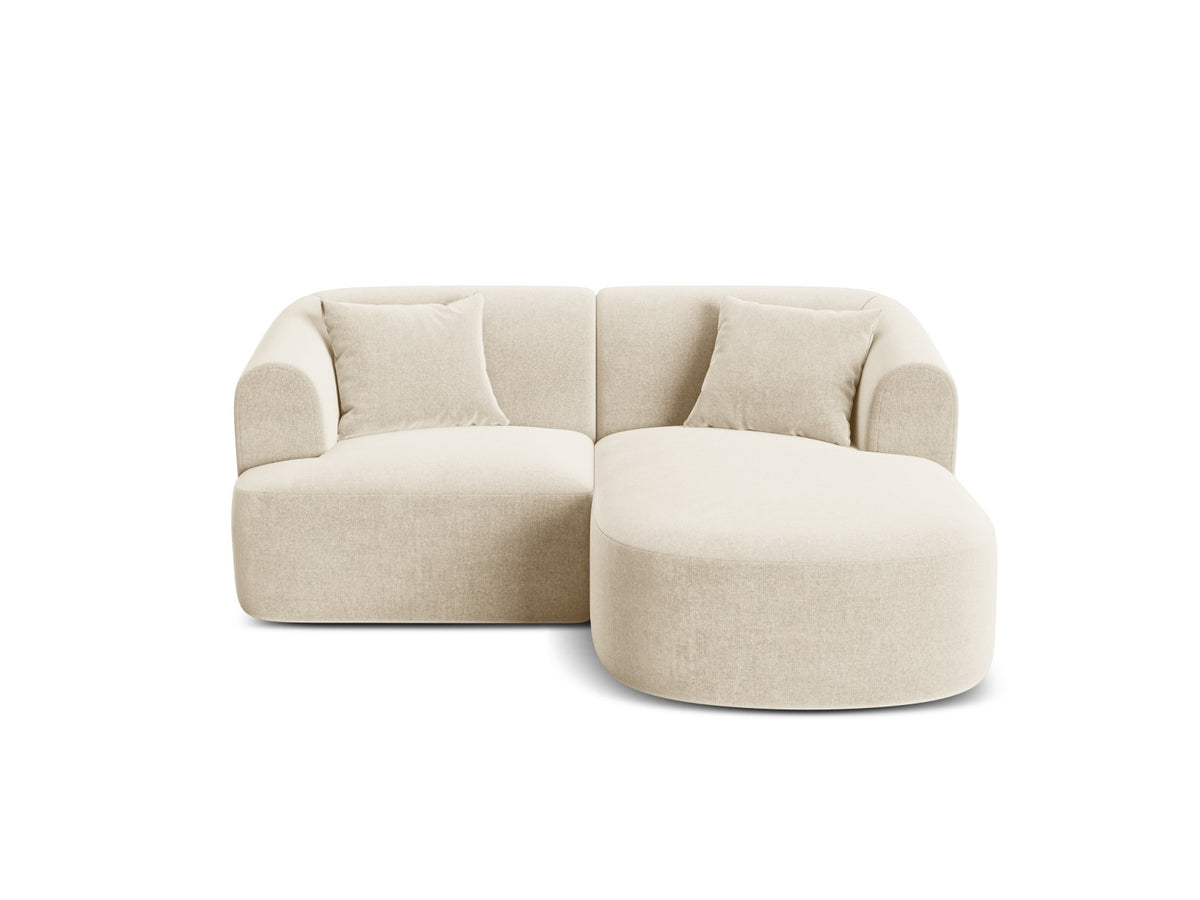 Ecksofa rechts Campi von Cosmopolitan Design mit Velvet-Bezug, Récamiere und schwarzen Beinen