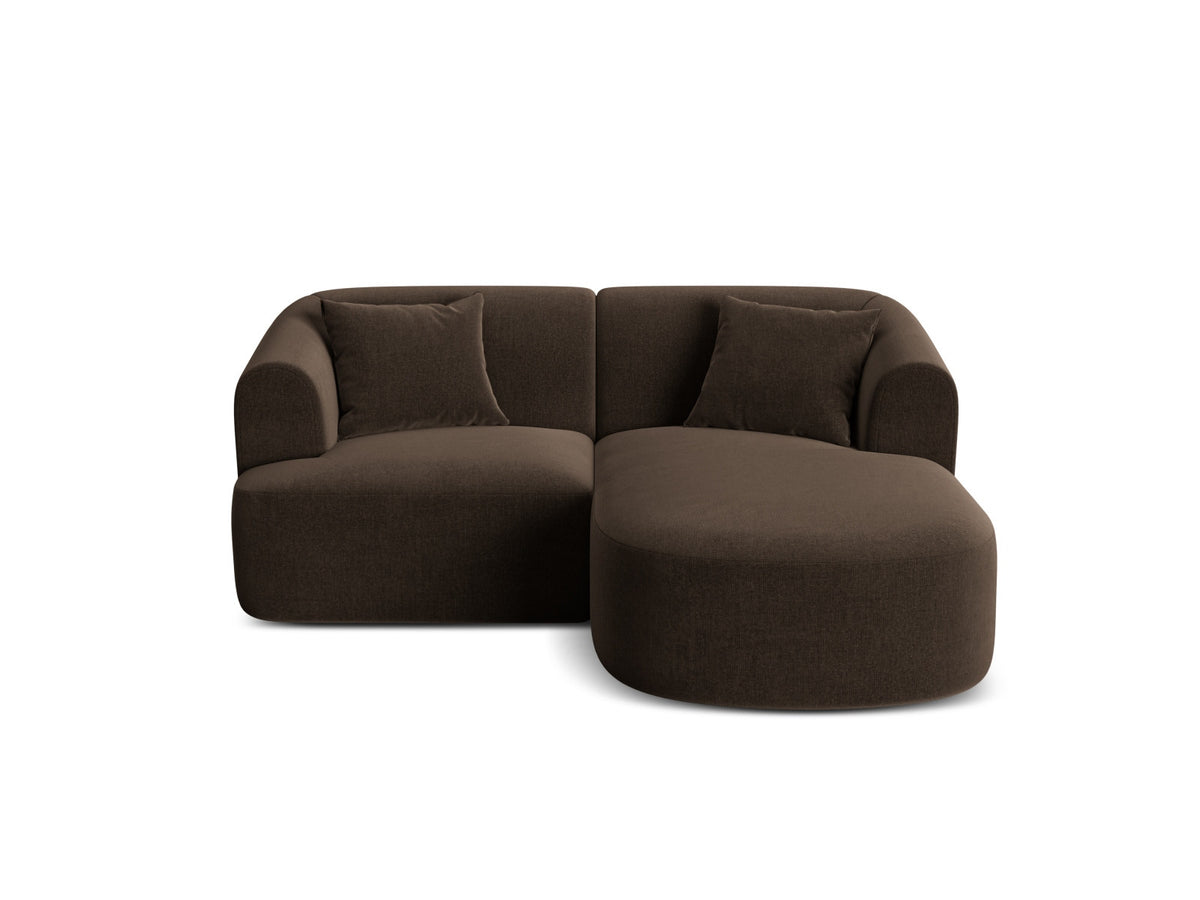 Ecksofa rechts Campi von Cosmopolitan Design mit Velvet-Bezug, Récamiere und schwarzen Beinen