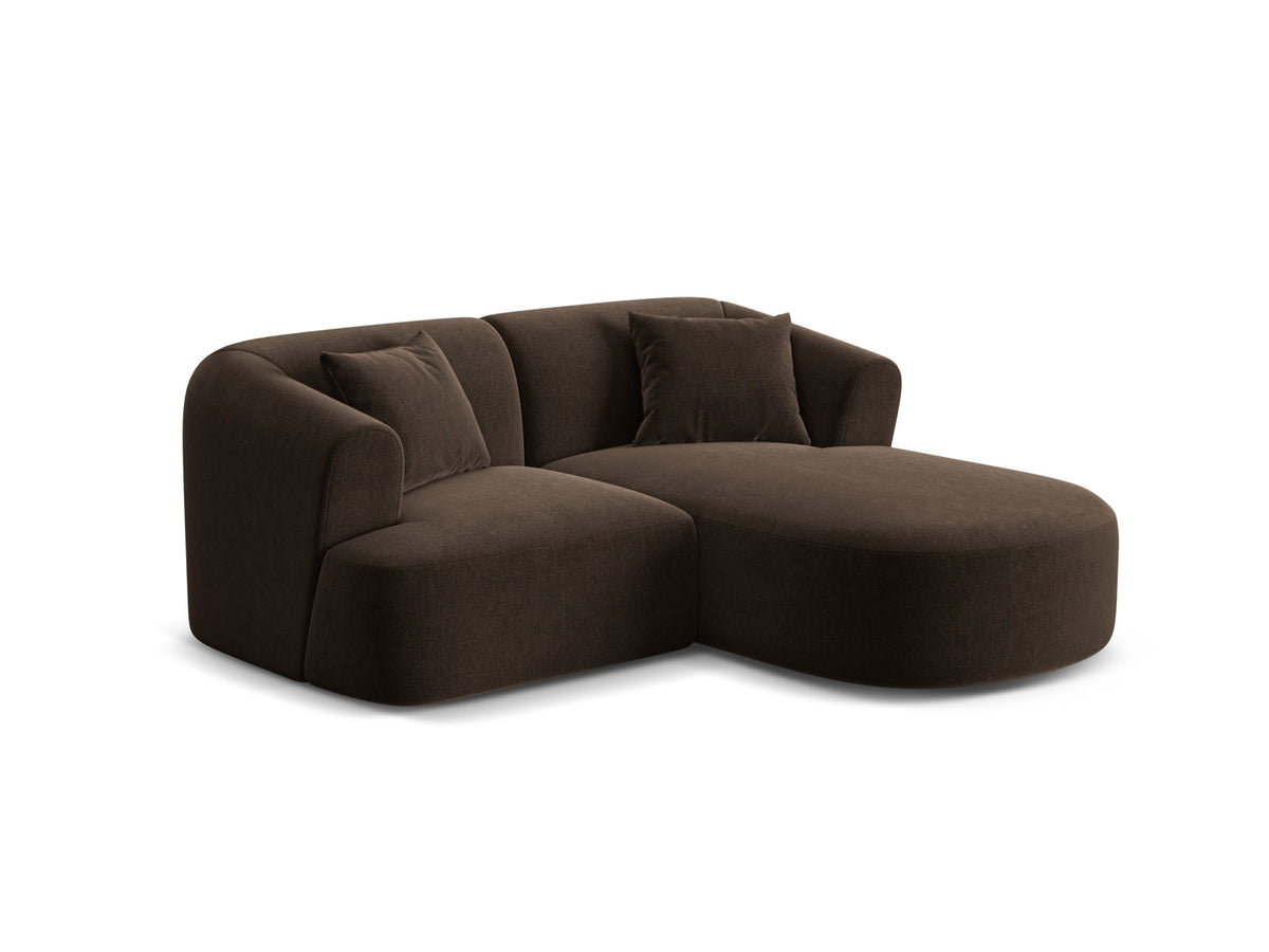 Ecksofa rechts Campi von Cosmopolitan Design mit Velvet-Bezug, Récamiere und schwarzen Beinen