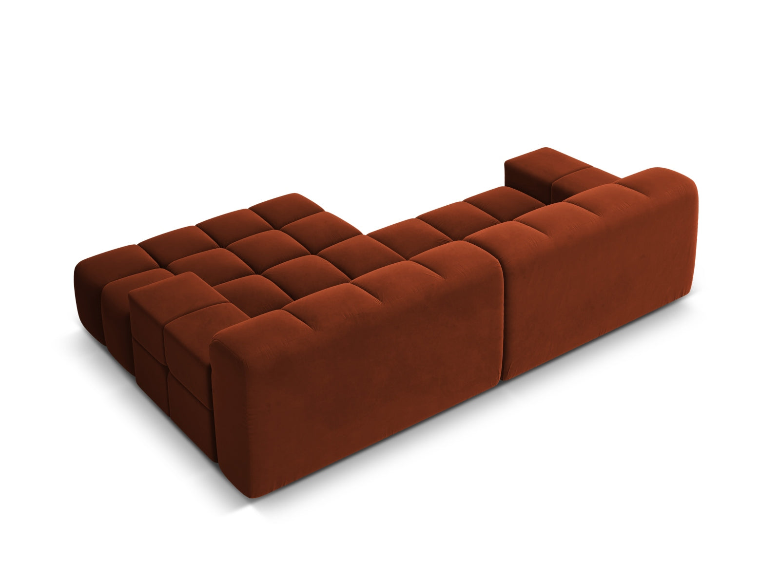 Elegantes 2-Sitzer Ecksofa rechts Hawaii in luxuriösem Auburn-Magic Velvet, ideal für moderne Wohnräume und gemütliche Abende.