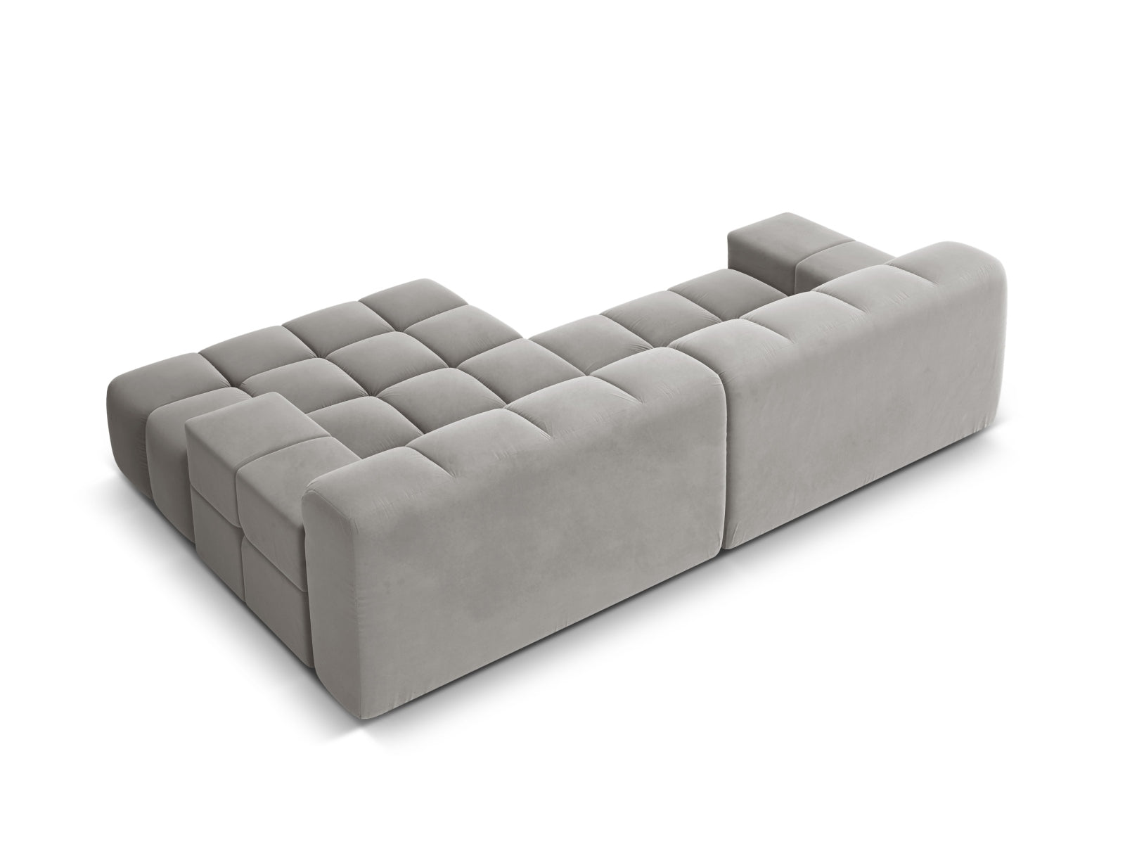 Elegantes 2-Sitzer Ecksofa rechts Hawaii aus hochwertigem Silver-Magic Velvet, ideal für gemütliche Abende und modernes Wohndesign.