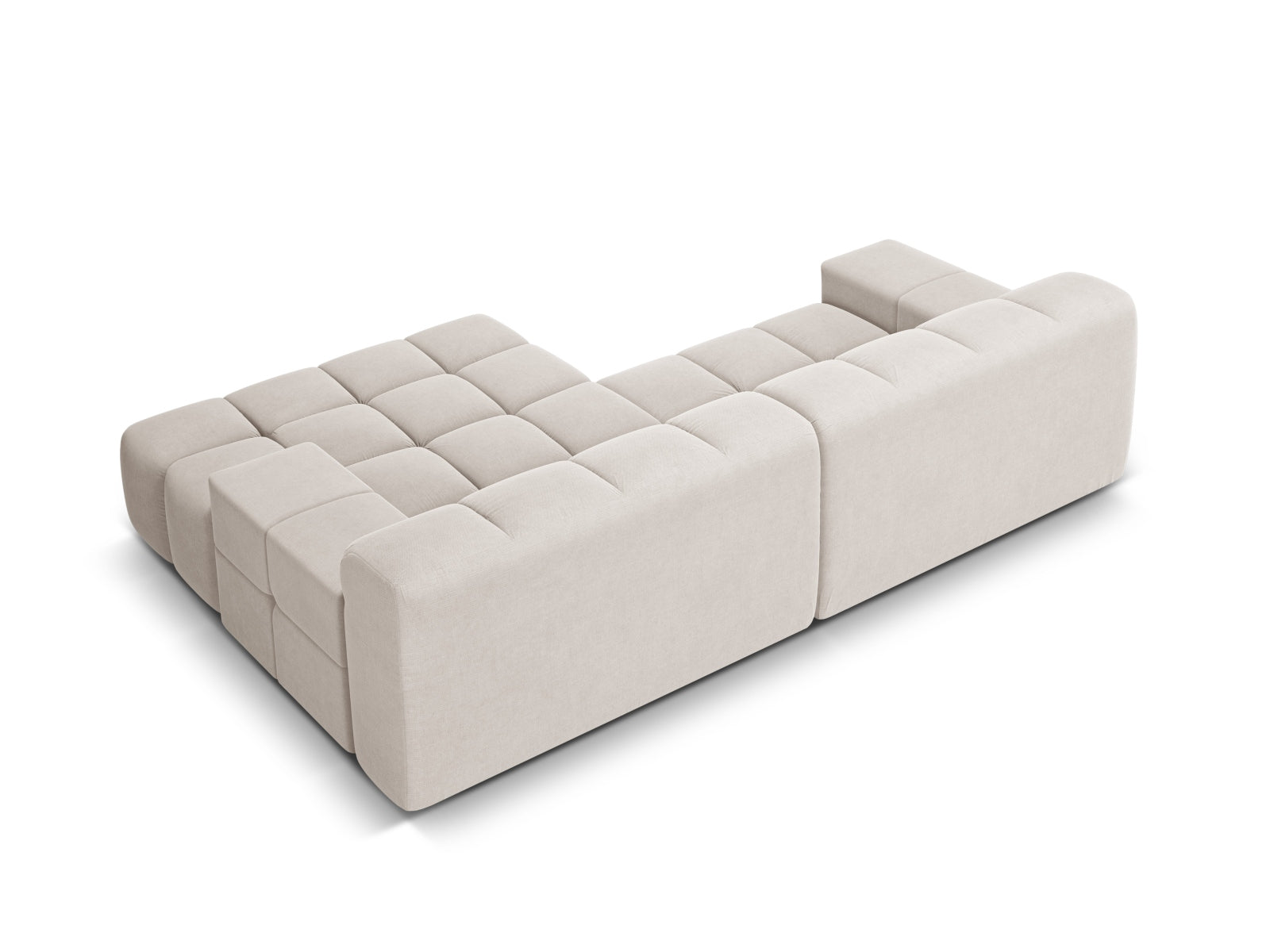 Modernes 2-Sitzer Ecksofa rechts Hawaii in sanftem Beige, ideal für gemütliche Wohnräume, erhältlich bei Cosmopolitan Design.
