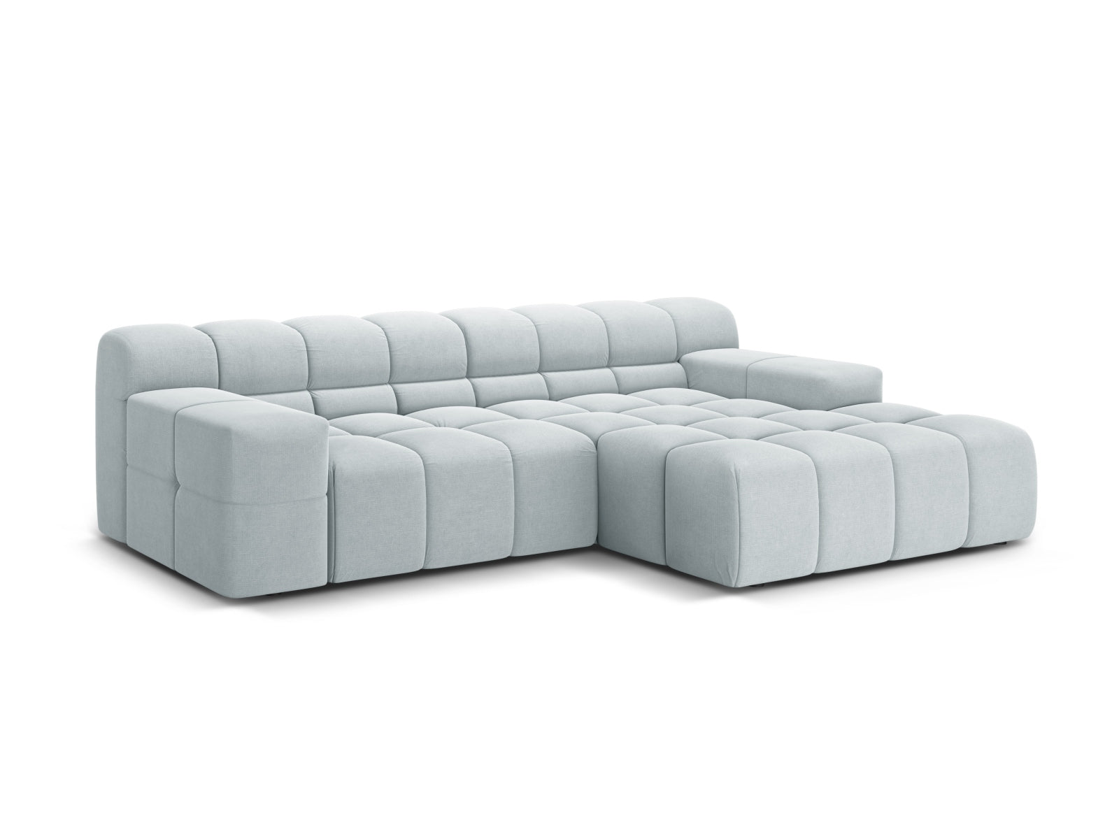 Stylisches 2-Sitzer Ecksofa rechts Hawaii in hellem Grau, ideal für moderne Wohnräume, präsentiert von Cosmopolitan Design.