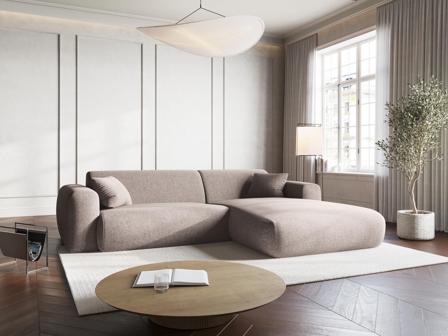 Erleben Sie das Nolio Ecksofa rechts von Cosmopolitan Design. Dieses 4-Sitzer Sofa (170 cm) bietet modernes Design und höchsten Komfort für Ihr Zuhause.