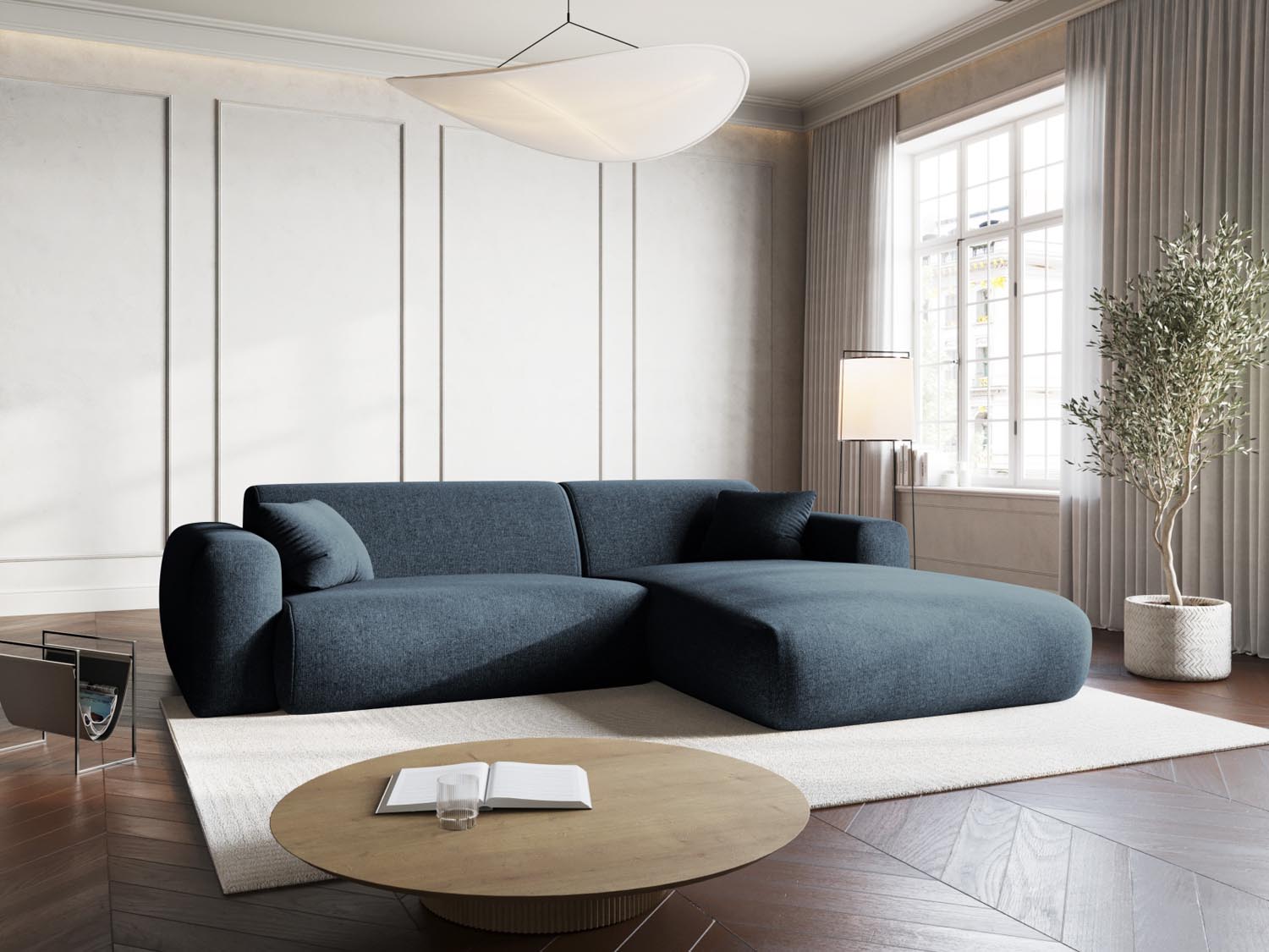 Elegantes Nolio Ecksofa in Royal Blue, 4-Sitzer, 170cm, ideal für moderne Wohnkonzepte, erhältlich bei Cosmopolitan Design.