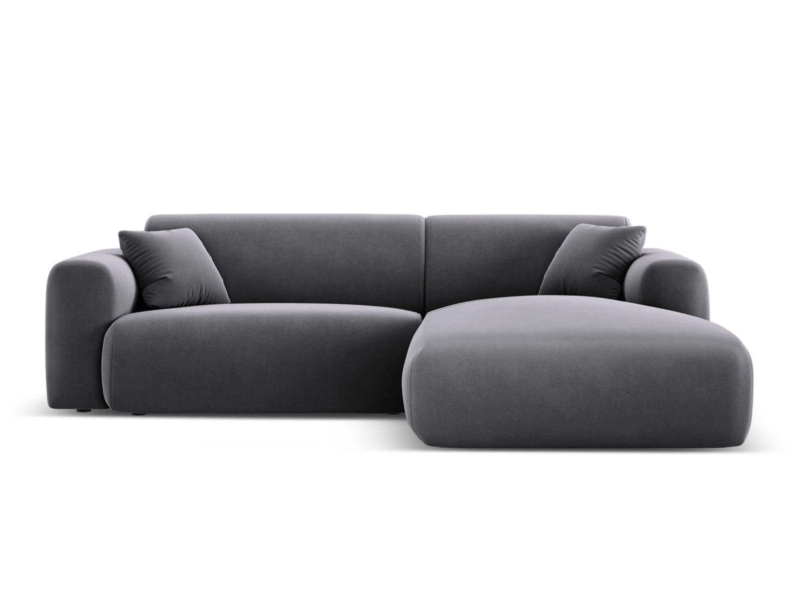 Modernes Nolio Velour Ecksofa in Dunkelgrau, 4-Sitzer, perfekt für gemütliche Abende und stilvolle Einrichtung. Hochwertige Materialien und elegantes Design.