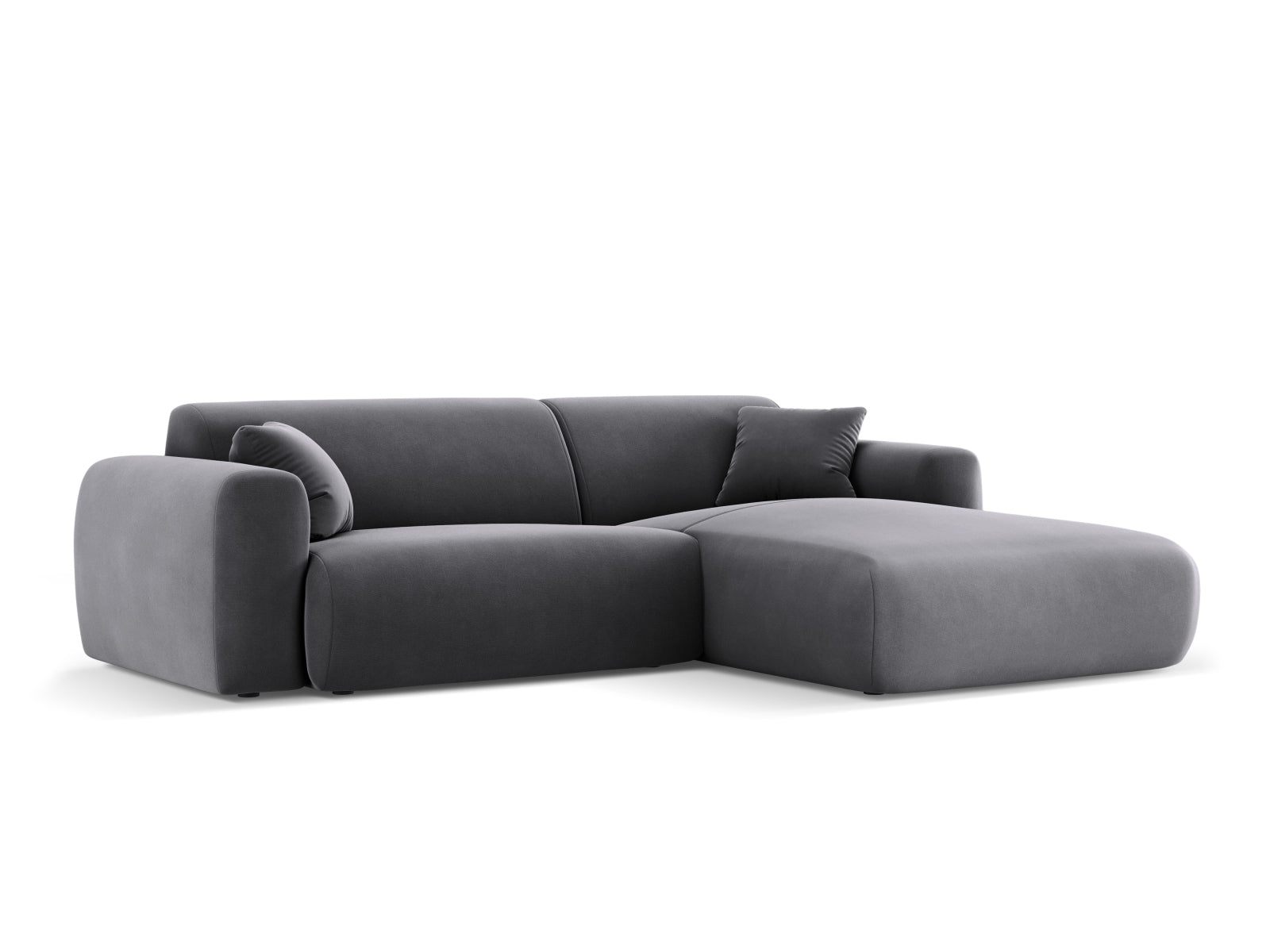 Modernes Nolio Velour Ecksofa in edlem Dunkelgrau, 4-Sitzer, perfekt für gemütliche Abende und stilvolle Einrichtung. Hochwertige Materialien.