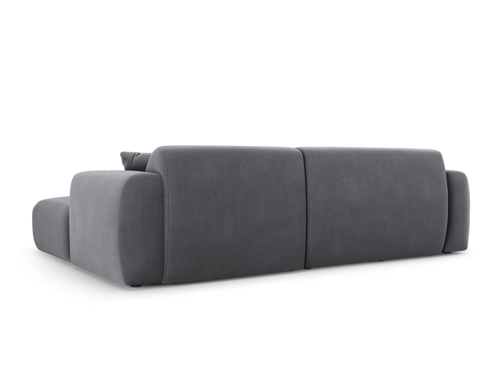 Elegantes Nolio Velour Ecksofa in stilvollem Dunkelgrau, 4-Sitzer, ideal für entspannte Stunden und modernes Wohndesign. Hochwertige Verarbeitung.