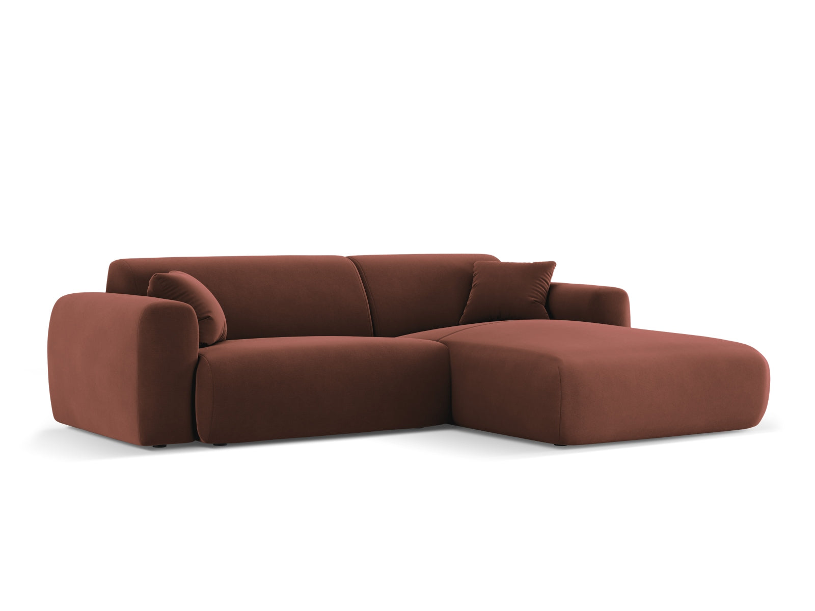 Stylisches Nolio Velour Ecksofa in Cuoio-Casino, 4-Sitzer, rechts, perfekt für stilvolle Wohnzimmer und entspannte Stunden.