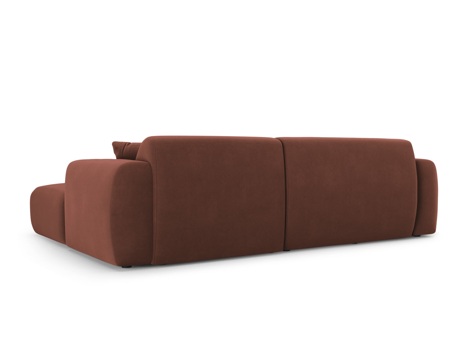 Elegantes Nolio Velour Ecksofa in Cuoio-Casino, 4-Sitzer, rechts, ideal für moderne Wohnräume und gemütliche Abende.