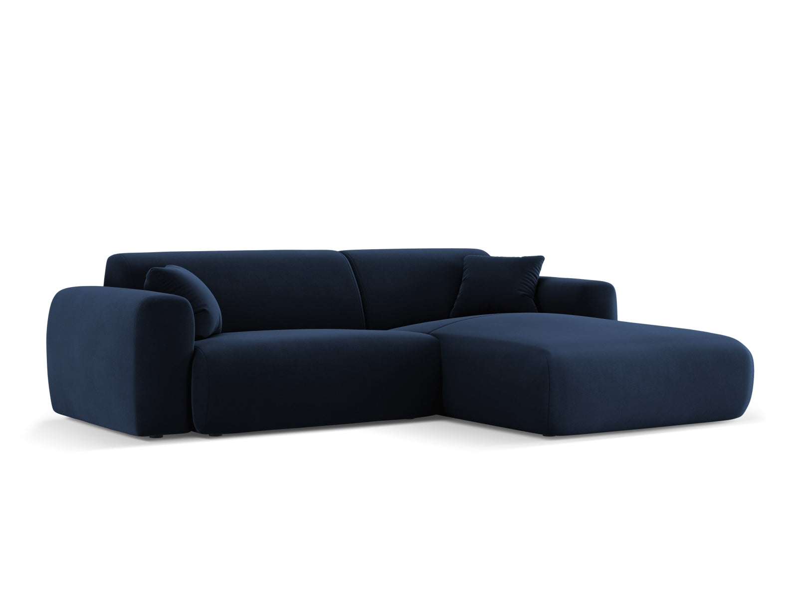Modernes Nolio Velour Ecksofa in Royal Blue, 4-Sitzer, rechtsseitig, perfekt für gemütliche Abende und stilvolle Einrichtung.