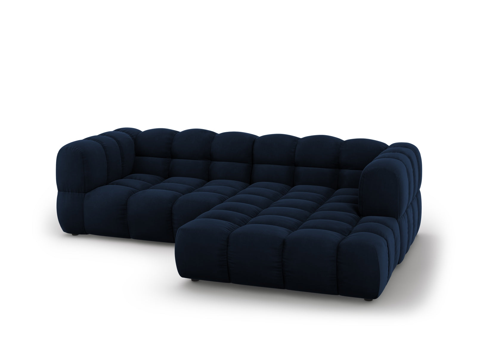 Modulares Ecksofa in Royal Blue aus Sky Velour, 3-Sitzer, rechte Ausführung, perfekt für moderne Wohnkonzepte von Cosmopolitan Design.