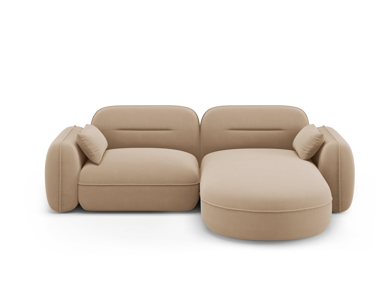 Sydney Velour Modular Ecksofa rechts 3 Sitzer in Sand-Casino präsentiert im Onlineshop von KAQTU Design AG. L-Sofa rechts ist von Cosmopolitan Design