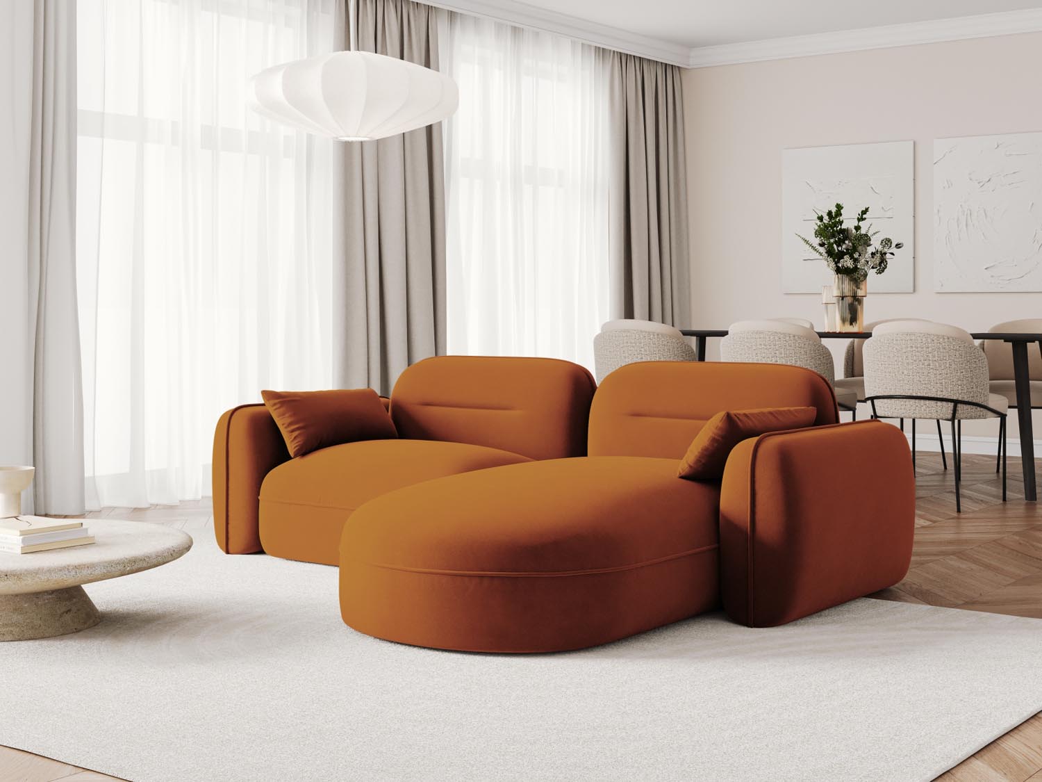 Entdecken Sie das Sydney Velour Modular Ecksofa rechts 3 Sitzer von Cosmopolitan Design – stilvolles Design, flexible Anordnung und höchsten Sitzkomfort für Ihr Wohnambiente.