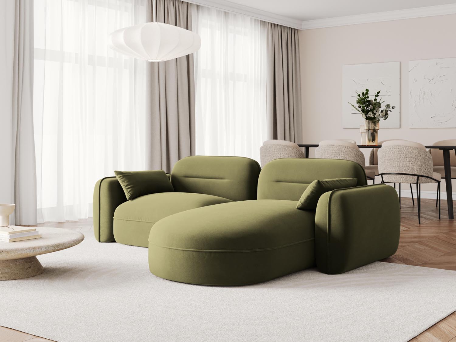 Entdecken Sie das Sydney Velour Modular Ecksofa rechts 3 Sitzer von Cosmopolitan Design – stilvolles Design, flexible Anordnung und höchsten Sitzkomfort für Ihr Wohnambiente.