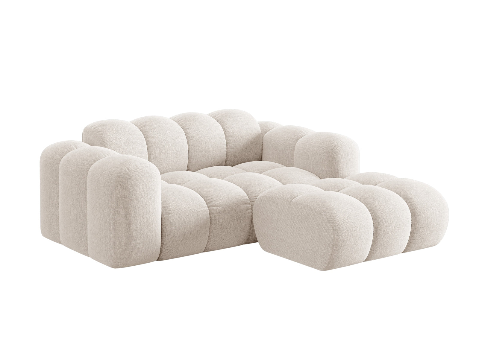 Stylisches 2-Sitzer Ecksofa Treno in hellem Beige, ideal für moderne Wohnräume, präsentiert von Cosmopolitan Design.