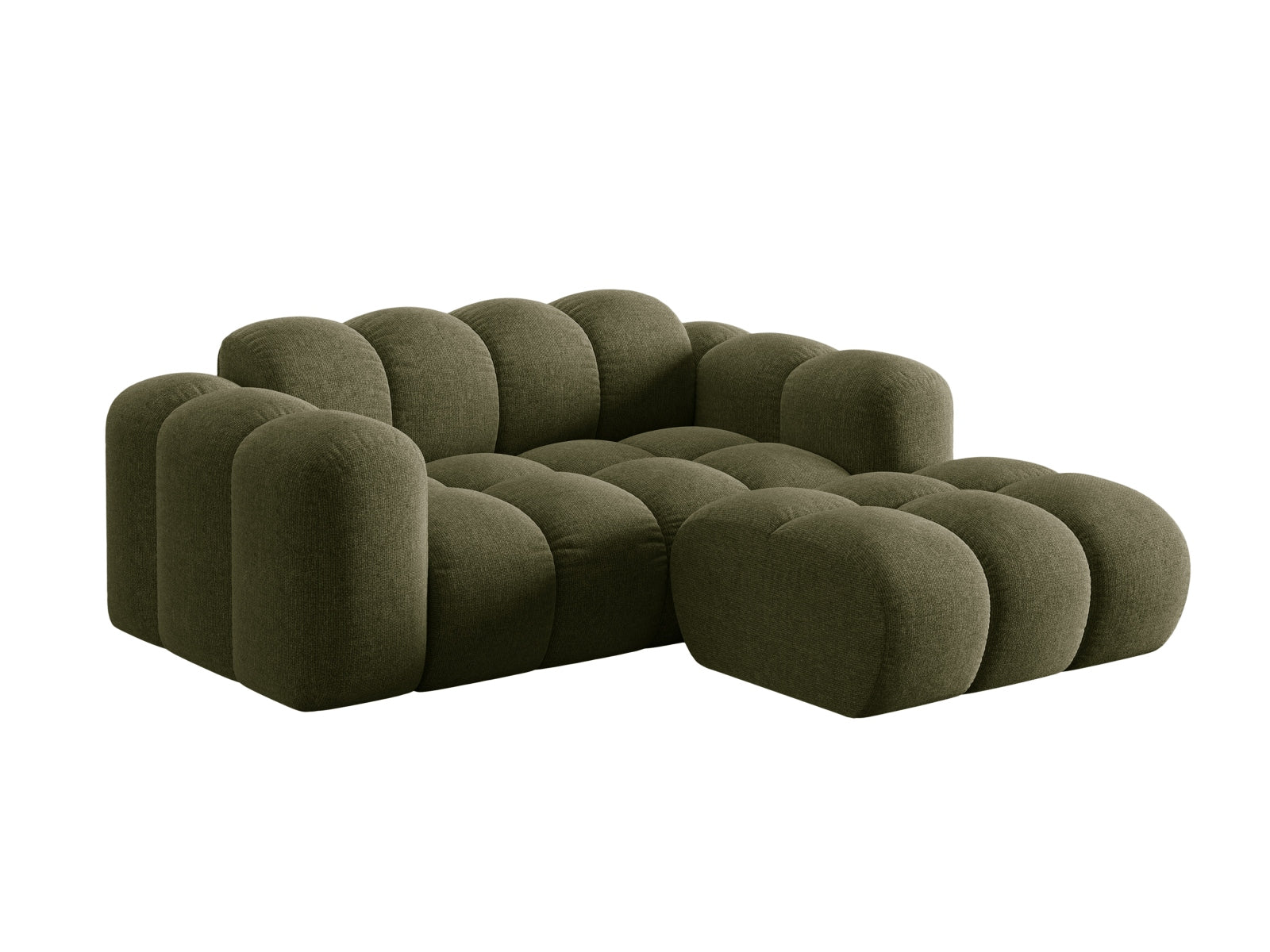 Stylisches 2-Sitzer Ecksofa Treno in der Farbe Green-Eden, ideal für moderne Wohnräume, präsentiert von Cosmopolitan Design.
