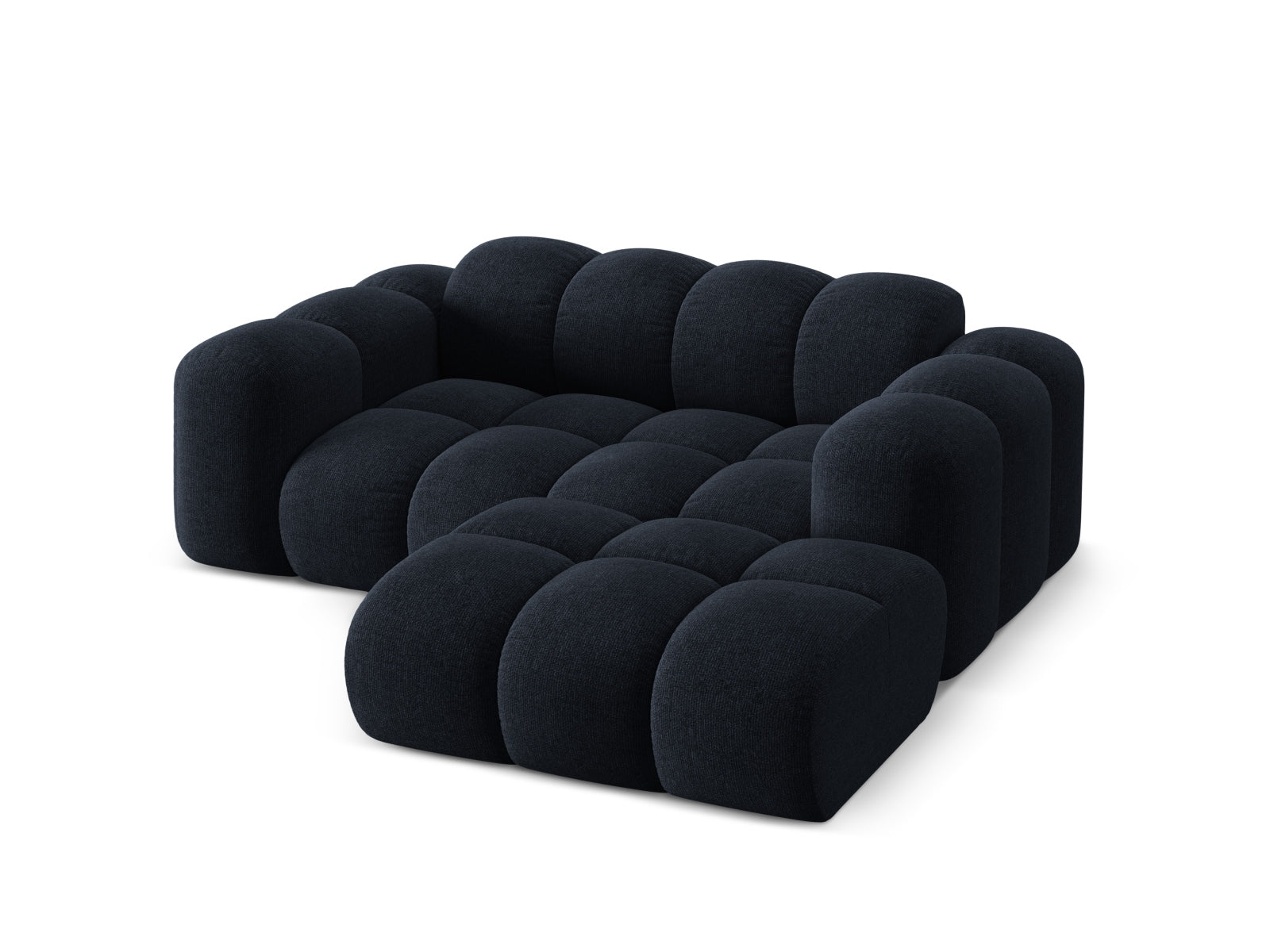 Elegantes 2-Sitzer Ecksofa Treno in Navy Blue-Eden, ideal für stilvolle Wohnräume und entspannte Stunden, erhältlich bei Cosmopolitan Design.