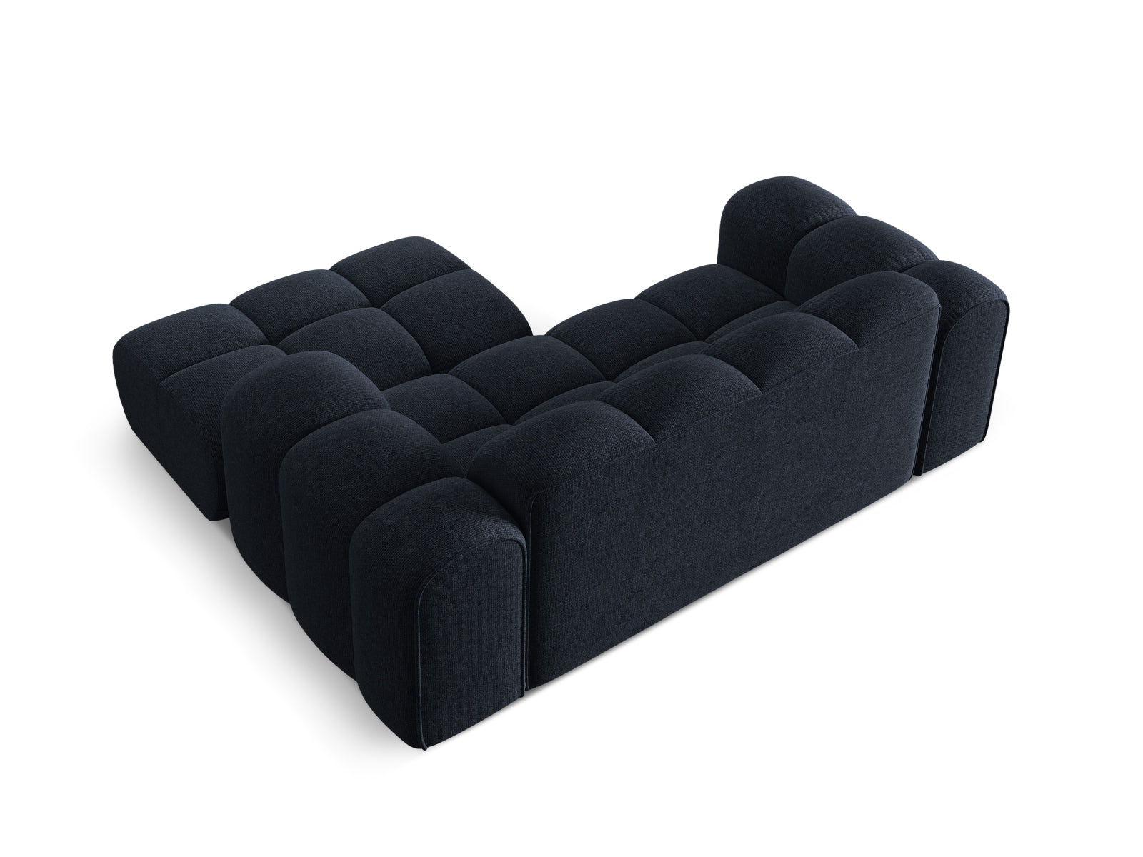 Modernes 2-Sitzer Ecksofa Treno in Navy Blue-Eden, perfekt für gemütliche Abende und stilvolle Einrichtungsideen von Cosmopolitan Design.