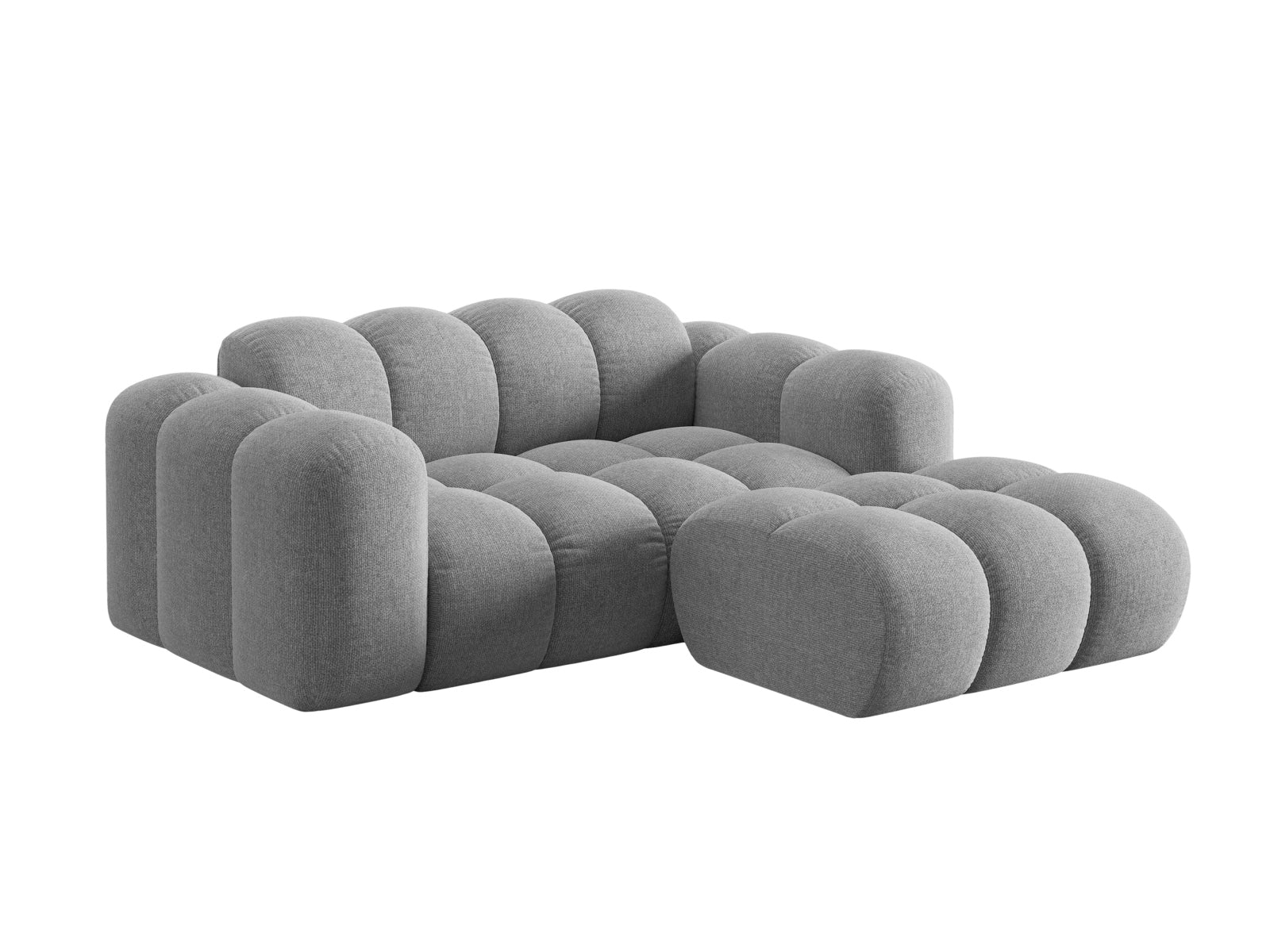 Stylisches 2-Sitzer Ecksofa Treno in hellem Grau, ideal für moderne Wohnräume, präsentiert von Cosmopolitan Design.
