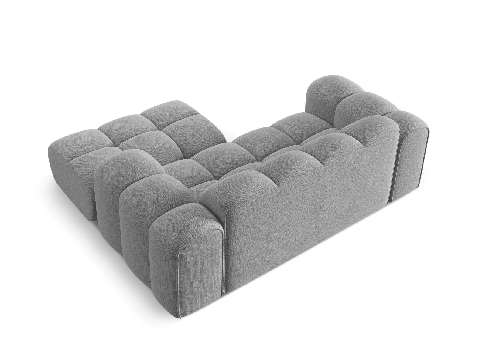 Stylisches 2-Sitzer Ecksofa Treno in elegantem Grau, perfekt für entspannte Abende und modernes Wohndesign von Cosmopolitan Design.