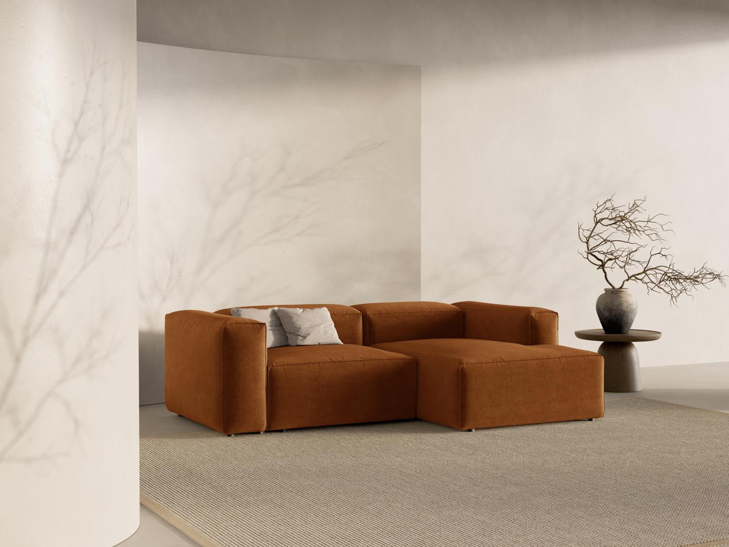 Bergamo Modular Ecksofa rechts 2 Sitzer in Brick-Liberty präsentiert im Onlineshop von KAQTU Design AG. Ecksofa rechts ist von Cosmopolitan Design