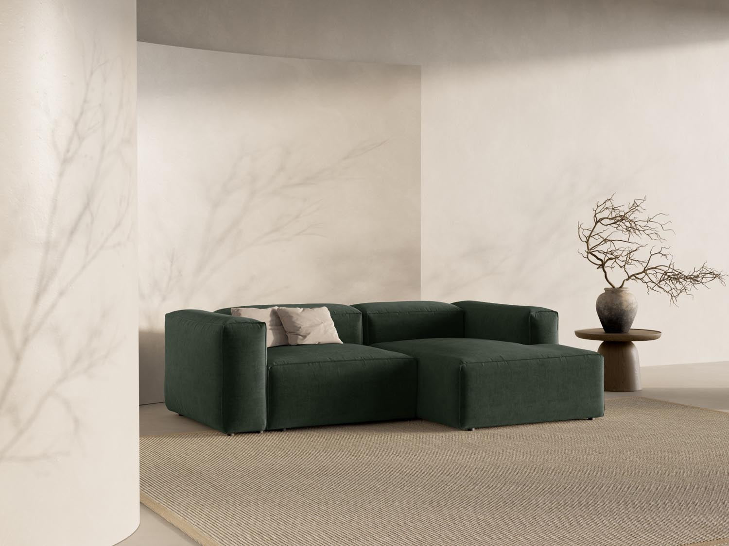 Bergamo Modular Ecksofa rechts 2 Sitzer in Moss Green-Liberty präsentiert im Onlineshop von KAQTU Design AG. Ecksofa rechts ist von Cosmopolitan Design