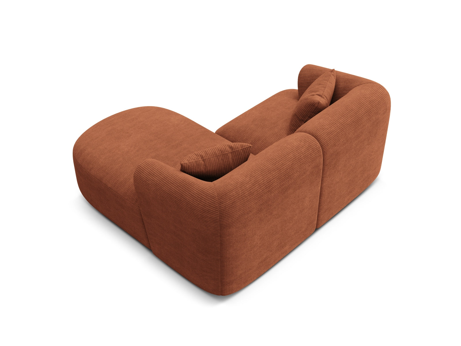 Modernes 3-Sitzer Ecksofa Campi in ansprechendem Terracotta, perfekt für gemütliche Abende und stilvolle Einrichtungsideen.
