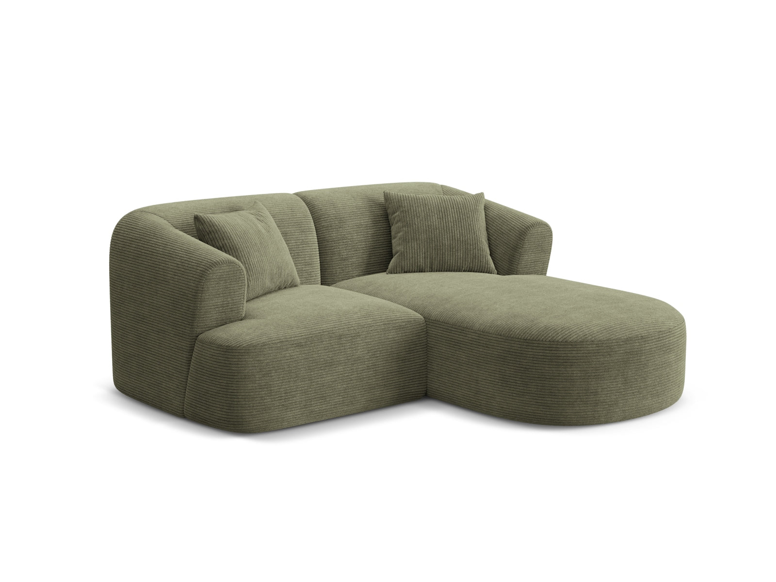 Elegantes 3-Sitzer Ecksofa Campi in trendigem Moss Green-Lincoln D, ideal für stilvolle Wohnräume, erhältlich bei KAQTU Design AG.