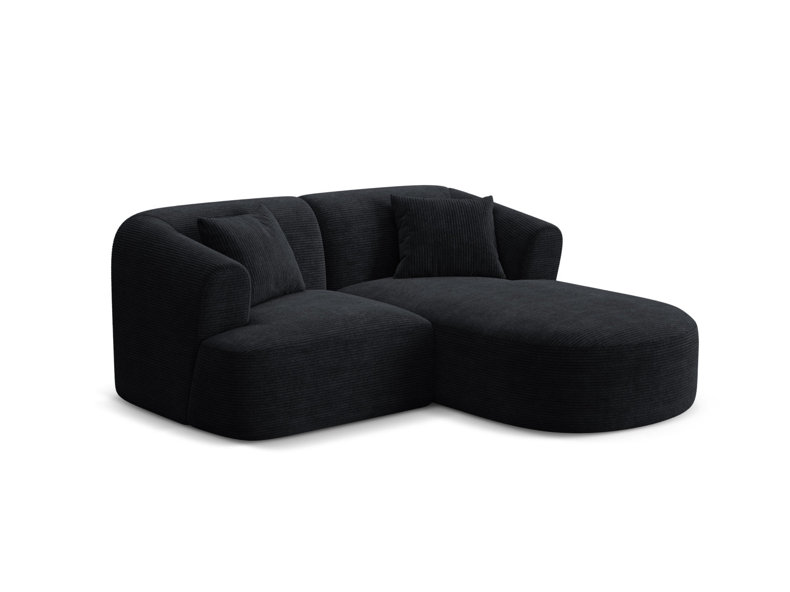 Elegantes 3-Sitzer Ecksofa Campi in stilvollem Schwarz, ideal für moderne Wohnräume, erhältlich bei KAQTU Design AG.