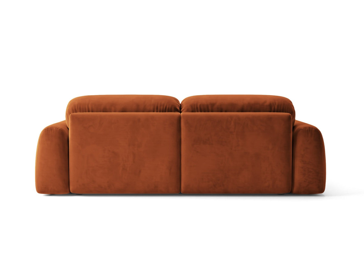 Ecksofa Milan rechts mit Récamiere, Bluvel-Bezug und schwarzen Kunststoffbeinen