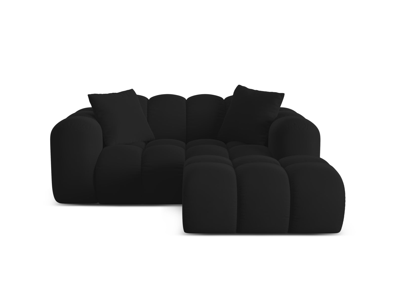 2-Sitzer Ecksofa rechts Treno in Black-Bluvel präsentiert im Onlineshop von KAQTU Design AG. Ecksofa rechts ist von Cosmopolitan Design