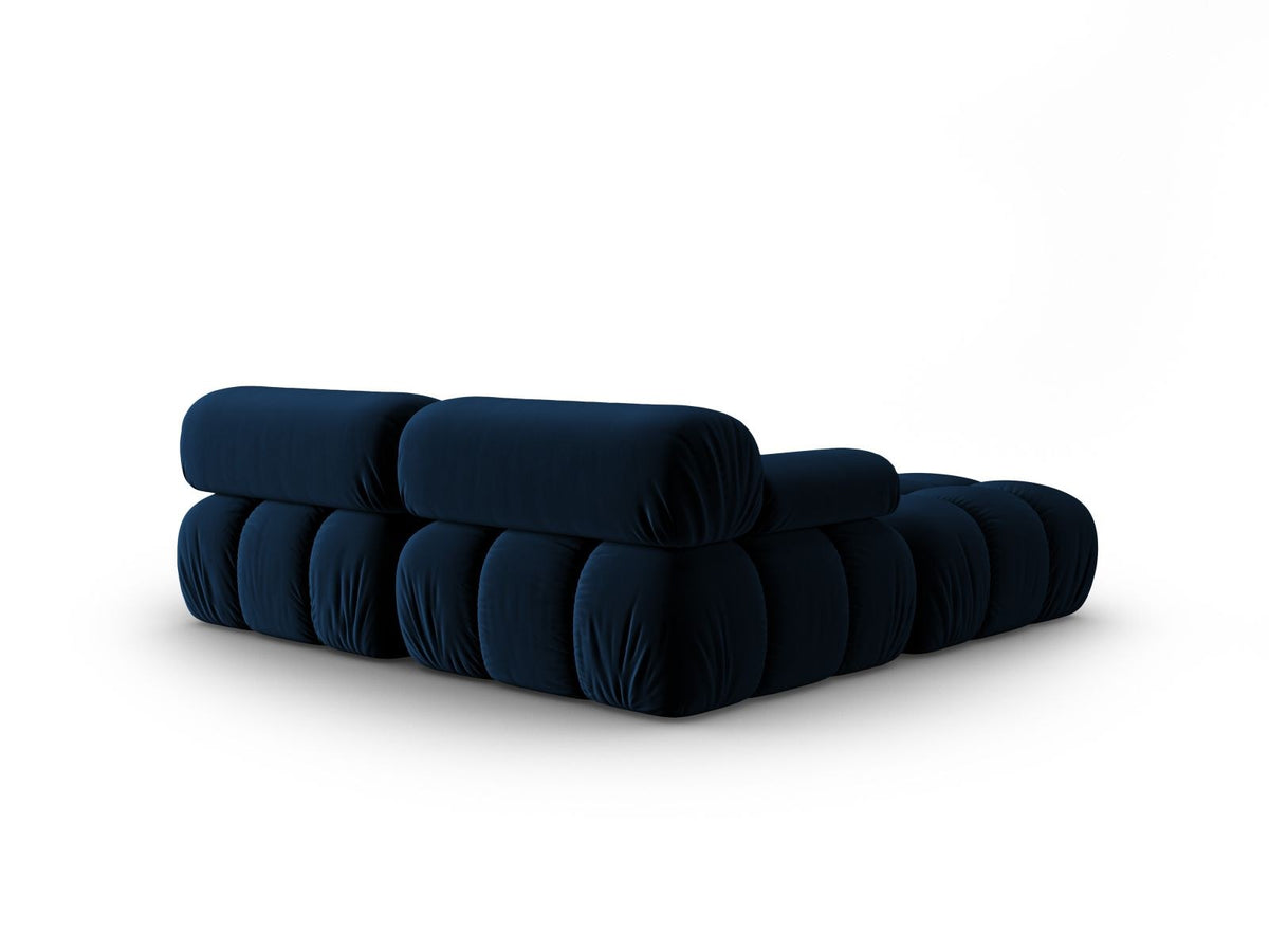 Modulares 3-Sitzer Sofa mit Samtbezug, Massivholzrahmen und schwarzen Kunststoffbeinen, Récamiere-Element, Grösse 188x188x70cm.