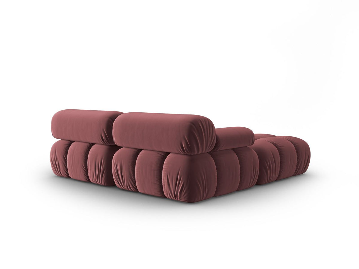 Modulares 3-Sitzer Sofa mit Samtbezug, Massivholzrahmen und schwarzen Kunststoffbeinen, Récamiere-Element, Grösse 188x188x70cm.