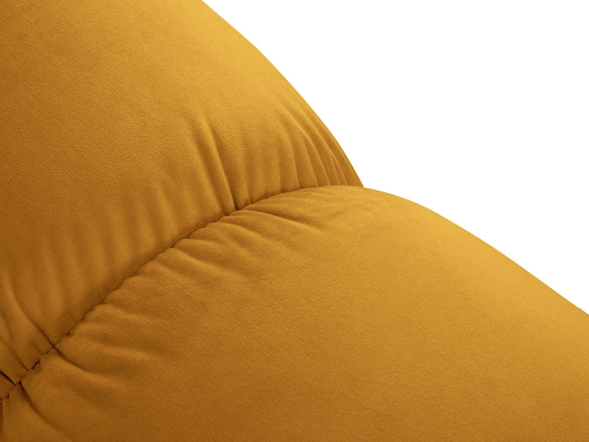 Modulares 3-Sitzer Sofa mit Samtbezug, Massivholzrahmen und schwarzen Kunststoffbeinen, Récamiere-Element, Grösse 188x188x70cm.