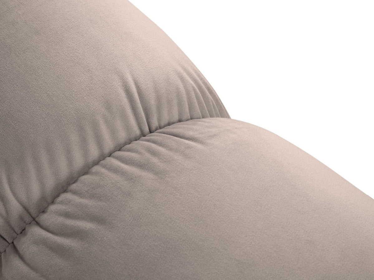 Modulares 3-Sitzer Sofa mit Samtbezug, Massivholzrahmen und schwarzen Kunststoffbeinen, Récamiere-Element, Grösse 188x188x70cm.