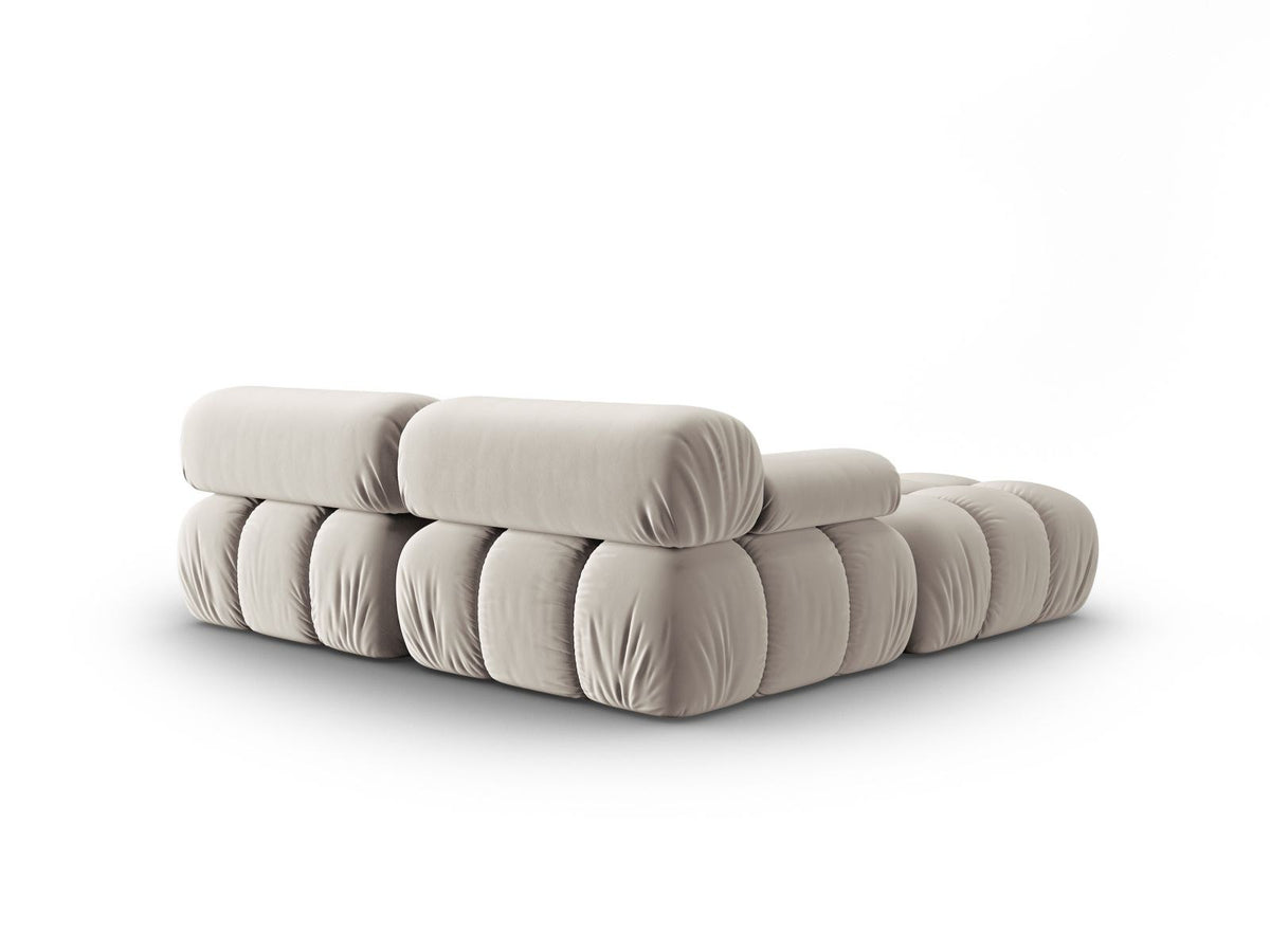 Modulares 3-Sitzer Sofa mit Samtbezug, Massivholzrahmen und schwarzen Kunststoffbeinen, Récamiere-Element, Grösse 188x188x70cm.